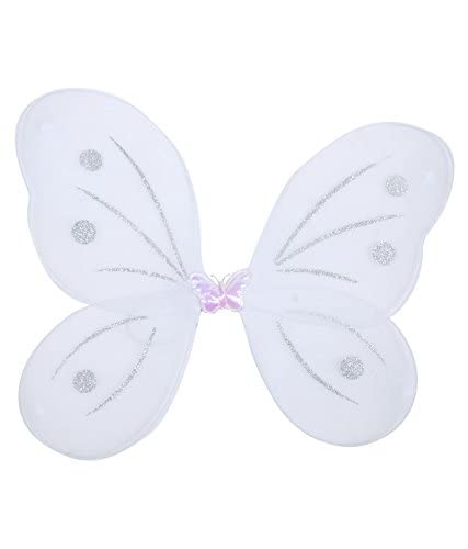 Cotton Blend Baby Girl's Fairy Butterfly Wings Costume Butterfly Fairy Angel Wing, Wand And Hairband (White)