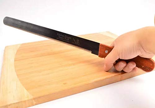 Grizzly® 1 pc 12 inch Steel Bread Knife Toast Slicing Knives Cake Slicer Baking Pastry Cutter with Wooden Handle (Design 2, 12 inch)