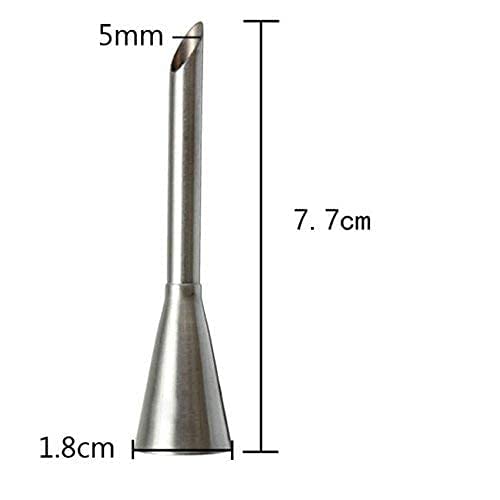 Cream Icing Piping Nozzle Tip Stainless Steel, Chocolate Filling Nozzle for Pasty, Puff, Cream Roll, Dessert, Doughnut, Eclair, Cupcake, Fondant Cake Decorating Long Bakeware Tip Nozzle