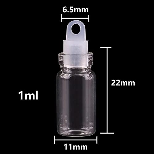 12pcs Lovely Small Wish Bottle Tiny Clear Empty Wishing Glass Message Vial with Cork Stopper 1ml Mini Containers Bottle (2CM) - 12 Pieces