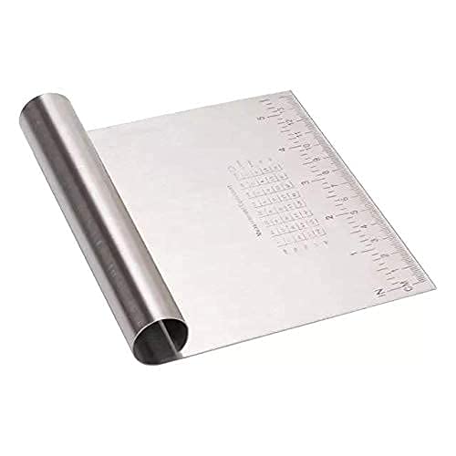 Grizzly Bench Scraper Chopper Stainless Steel Kitchen Food Scraper Icing Smoother Blade with Scale Cutting Knife. (S Steel)