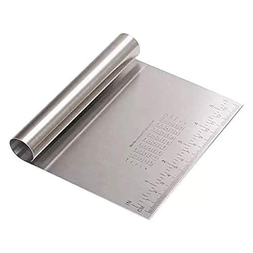 Grizzly Bench Scraper Chopper Stainless Steel Kitchen Food Scraper Icing Smoother Blade with Scale Cutting Knife. (S Steel)