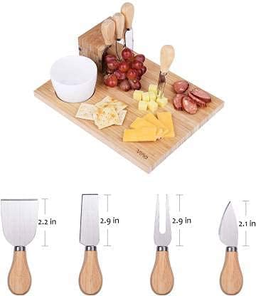 kunya® 4 PCS Cheese Knife Set, Premium Stainless Steel Cheese Slicer and Cutter Collection with Wooden Handle (Design 1)