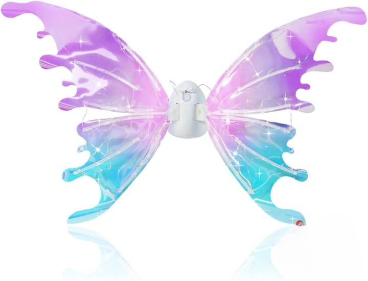 Angel Wings Electric Moving Butterfly Wing With LED lights for Girls( Battery not Included ) (Multicolour)