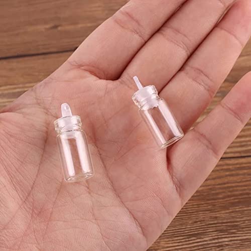 12pcs Lovely Small Wish Bottle Tiny Clear Empty Wishing Glass Message Vial with Cork Stopper 1ml Mini Containers Bottle (2CM) - 12 Pieces