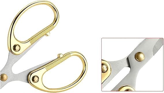 Handle Utility all Purpose Golden Scissors, Gold Kitchen Shears or Ribbon Cutting Scissors- Household Stainless Steel Golden Scissors - Multi-Purpose Stainless Steel Sharp Blades