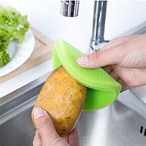 Silicone Dish Scrubber – Food Grade BPA-Free Sponge Brush, Reusable Rubber Cleaning Pad for Kitchen Dishes, Pots, Fruits & Vegetables – Fast Drying & Dishwasher Safe, Multi-Color (p-4)