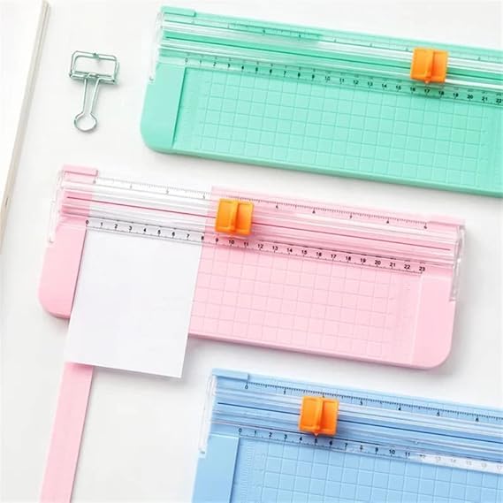 Small Guillotine Paper Cutter, Cute Cutting Board, Manual Trimmer Ruler for School Crafting Office Stationary, Smart Cutting - Random Colours
