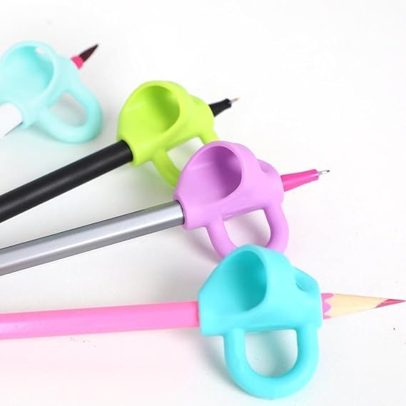 4 PCS Silicone Pencil Finger Grips – Ergonomic Writing Aid for Kids & Adults, Soft Non-Slip Grip for Pens, Pencils & Stylus, Handwriting Comfort Support