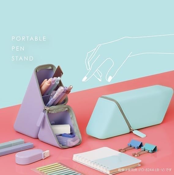 Triangle Stand Up Pencil Case Silicone Desk Pen Organizer Large Capacity Zipper Stationery Pouch Portable School Office Supply Bag (Multicolor)