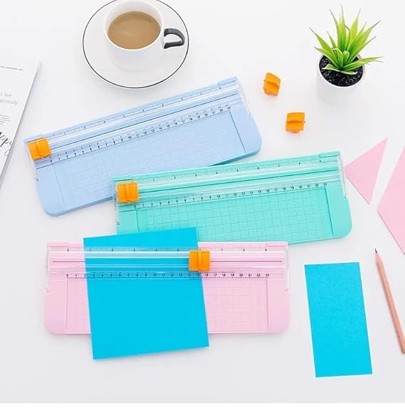 Small Guillotine Paper Cutter, Cute Cutting Board, Manual Trimmer Ruler for School Crafting Office Stationary, Smart Cutting - Random Colours