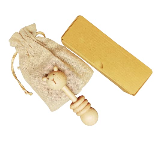 Wooden Neem Wood Dumbler Rattler Cum Child Safe Teether Completely Natural Wooden Toy Antibacterial And Anti Fungal