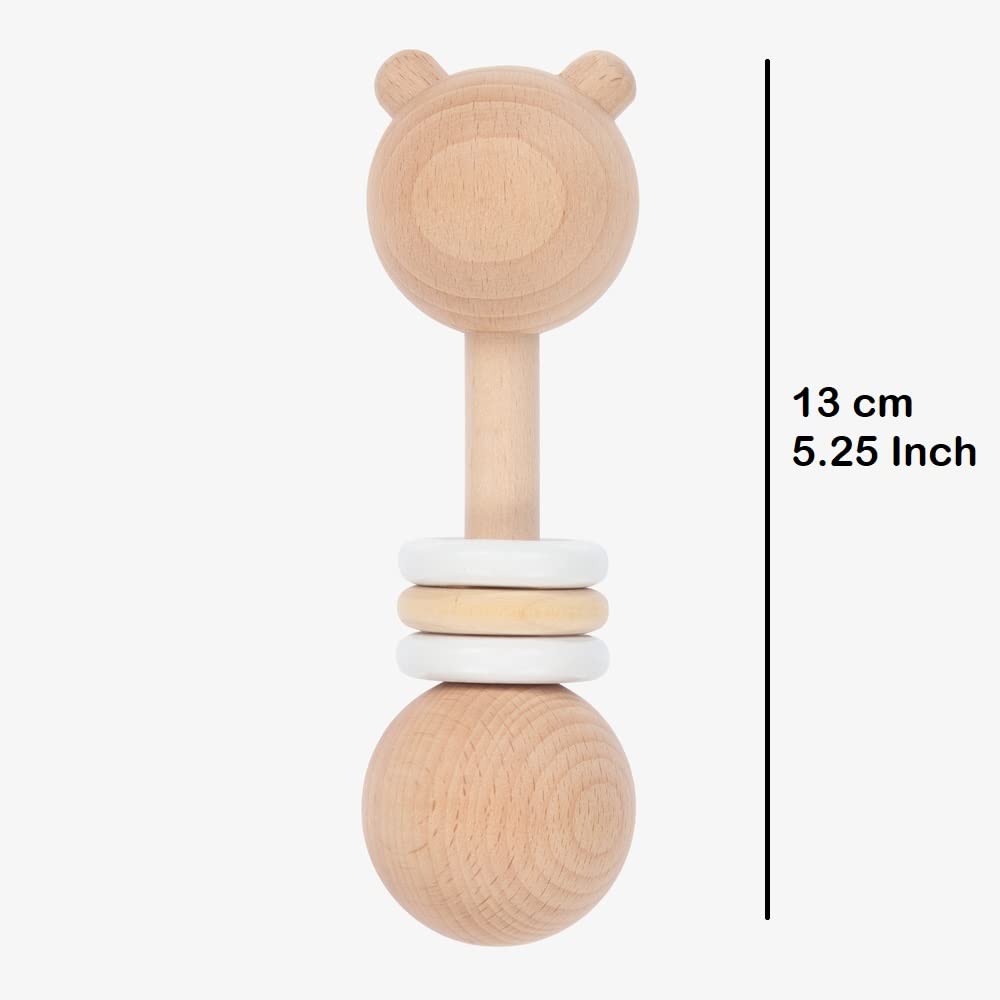 Wooden Neem Wood Dumbler Rattler Cum Child Safe Teether Completely Natural Wooden Toy Antibacterial And Anti Fungal