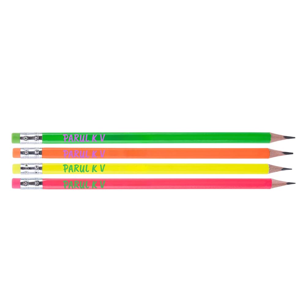 Customized UV Printed Name Pencil for Kids Personlized Pencils for School Birthday Return Gifts With Multiple Text Colour & Wide Range Of Font Option Free Eraser Sharpener (Triangular, 10)