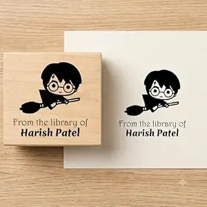 Personalised Flying HP Wooden Book Stamp