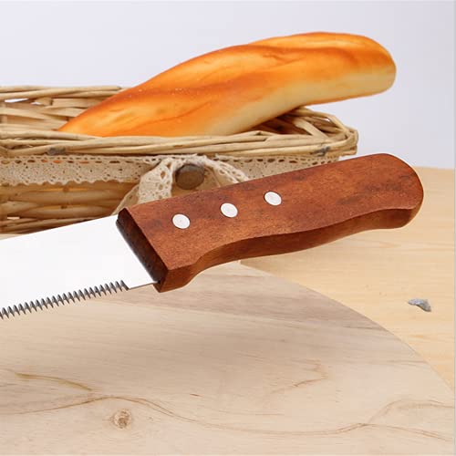 Grizzly® 1 pc 12 inch Steel Bread Knife Toast Slicing Knives Cake Slicer Baking Pastry Cutter with Wooden Handle (Design 2, 12 inch)
