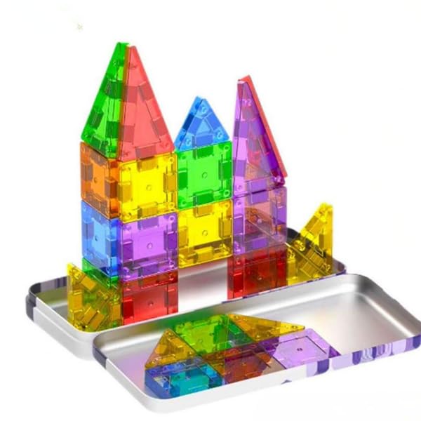 Ji and Ja Magnetic Building Tiles Set 3D Clear Magnet Blocks Toys