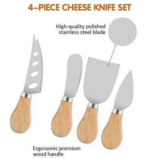 4 PCS Cheese Knife Set, Premium Stainless Steel Slicer and Cutter Collection with Wooden Handle (Design 2)