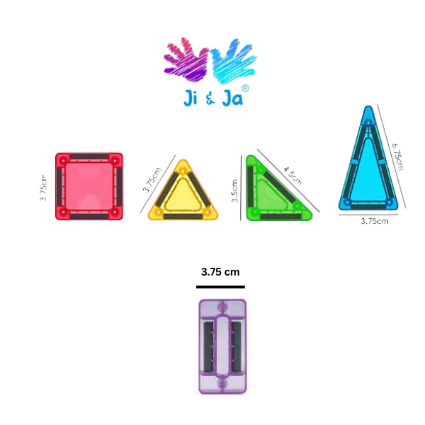 Ji and Ja Magnetic Building Tiles Set 3D Clear Magnet Blocks Toys