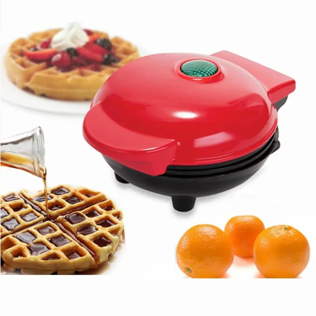 Kunya® Mini Waffle Maker 4 Inch- 350 Watts: Stainless Steel Non-Stick Electric Iron Machine for Individual Belgian Waffles, Pan Cakes, Paninis Other Snacks