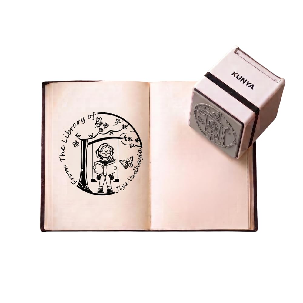 Personalised Swinging Girl Self-Inking Book Stamp