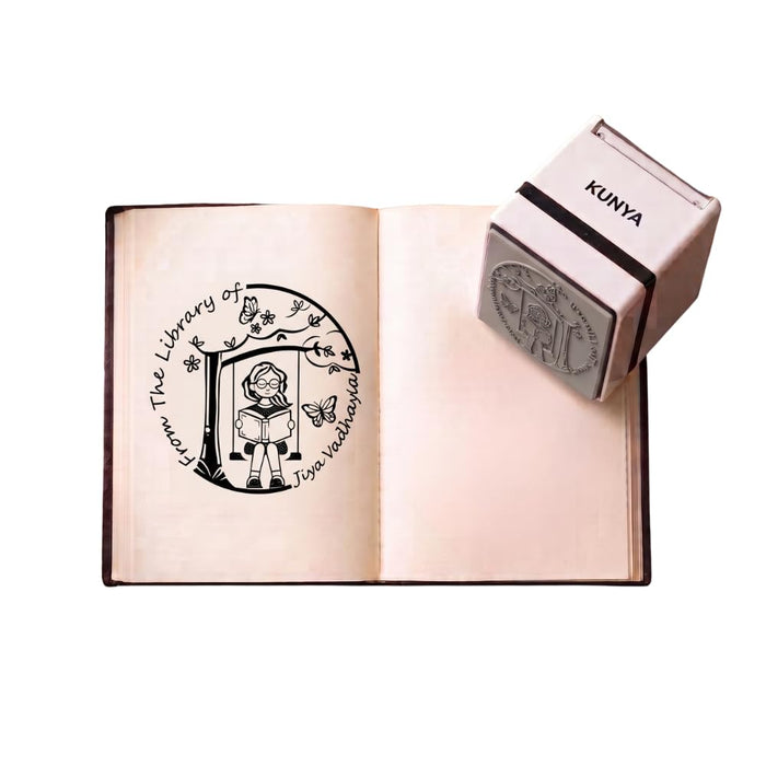 Personalised Swinging Girl Self-Inking Book Stamp – 3.5 cm