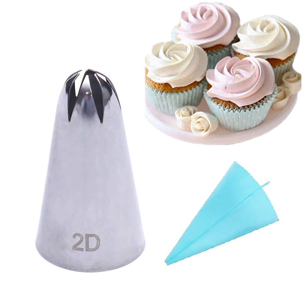 2D Large Size Rose Flower Cake Decorating Icing Tip Cupcake Nozzles Decoration 2D, 45 x 25 x 50 mm