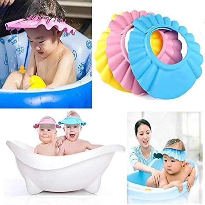 Baby Shower Cap for Kids shower cap for baby for 0-3 years Hair Washing Shield, Toddler Bath Hat, Shampoo Visor, Head Protector - Cute Shape Makes Bath More Fun (Bath Visor hat) (Adjustable CAP kids)