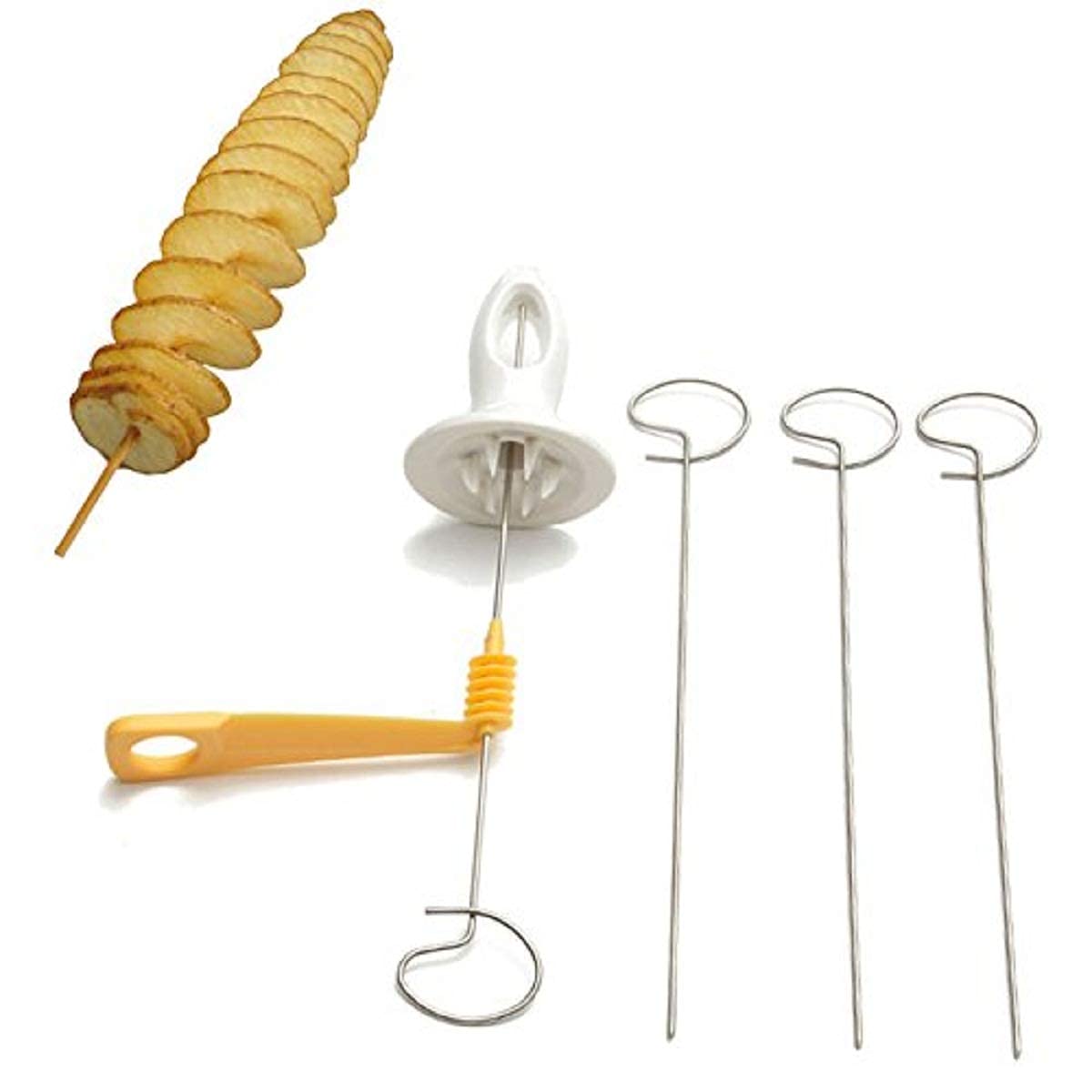 Potato Spiral Cutter Manual Slicer Set of 1 - Plastic & Stainless Steel, Multicolor