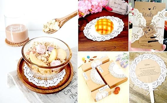 Lace Paper Doilies, Bulk for Desert, Tableware Decoration Place mats, Cake Packaging (100 Pieces, 7.5), White