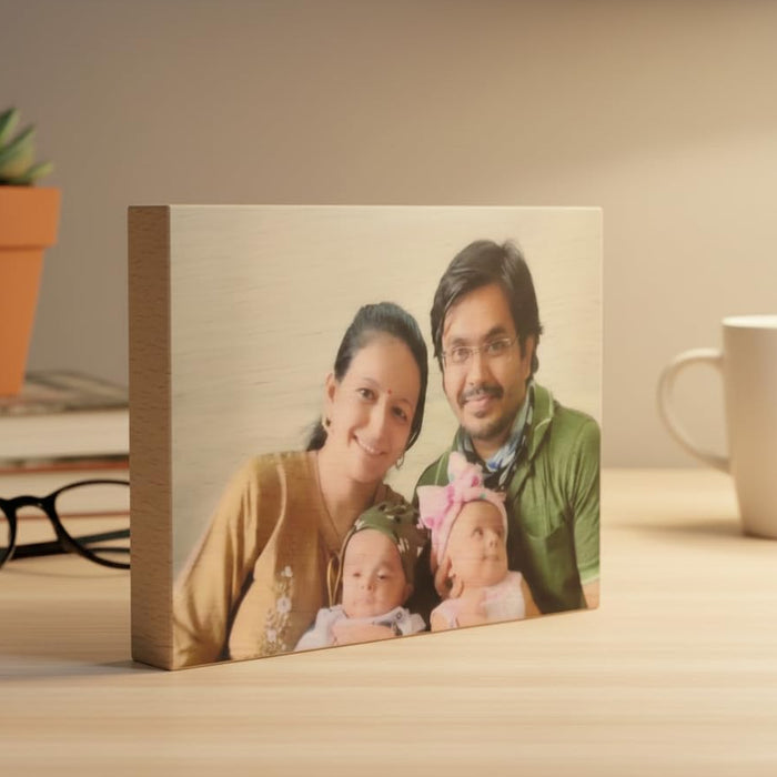 Custom Wooden Photo Frame – Personalised Name & Message, Landscape
