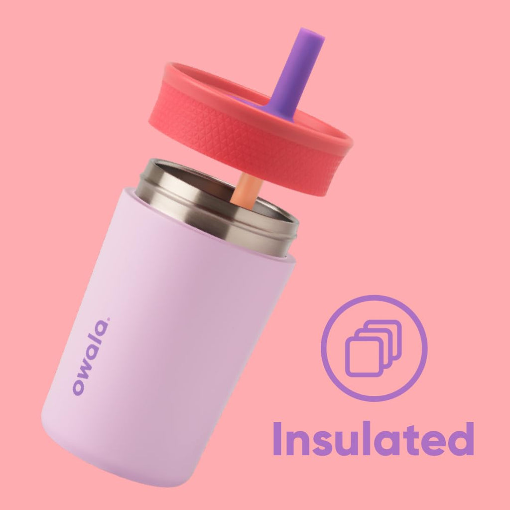 Owala Tumbler Kids Stainless Steel Water Bottle 12 oz Lilac Rocket