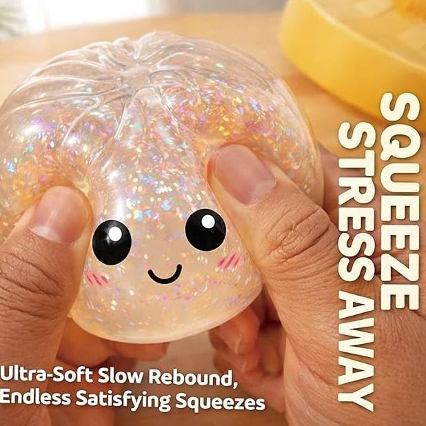 Dumpling Squishy Ball, Glitter Dumpling Mystery Box, Fidget Sensory Toy for Adults,Colorful Dumplings Stress Balls with Food Steamer,Stretchy Desk Toys { Rendom Pic of 1 Multicolour }