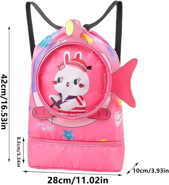 Ji and Ja® Kids Swimming Bag Cute Beach Backpack for Kids, Girls & Boys | Wet & Dry Gym Backpack, Sports Gym Bag for Men Women Waterproof Swimming