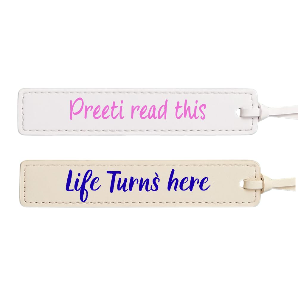 Custom Leatherette Bookmarks with Tassel (2 Pack, Aesthetic Minimalist) – Personalized UV Printed Name & Quote Bookmarks for Book Lovers