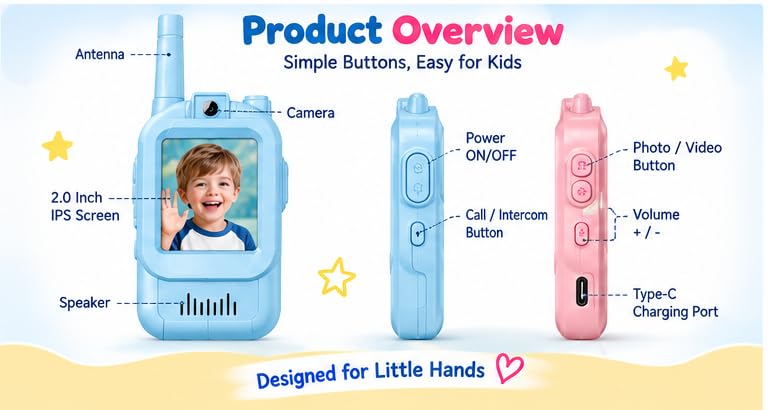 Children's Talking Toy with Video & Voice Calling Camera, Blue and Pink