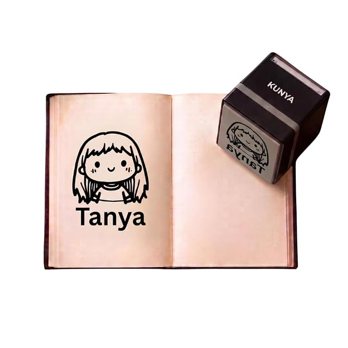 Personalised Long Hair Girl Self inking Book Stamp