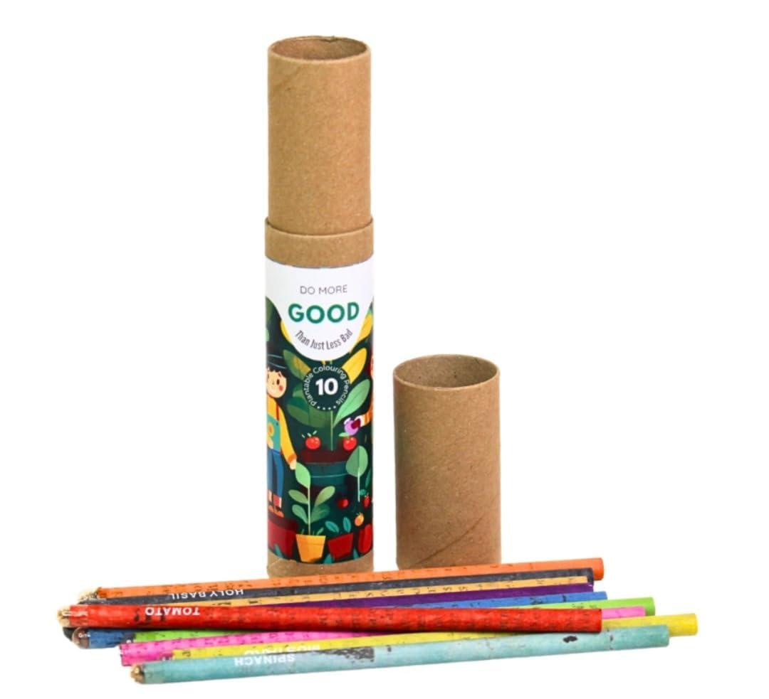Plantable Seed Pencil Colours (Pack of 10) – Multiple Color Options | Dark Lead | Eco-Friendly Return Gifts for Kids, Birthdays & Schools