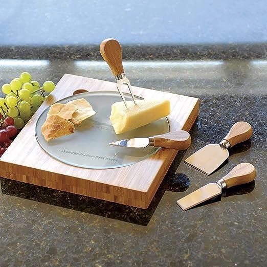 kunya® 4 PCS Cheese Knife Set, Premium Stainless Steel Cheese Slicer and Cutter Collection with Wooden Handle (Design 1)