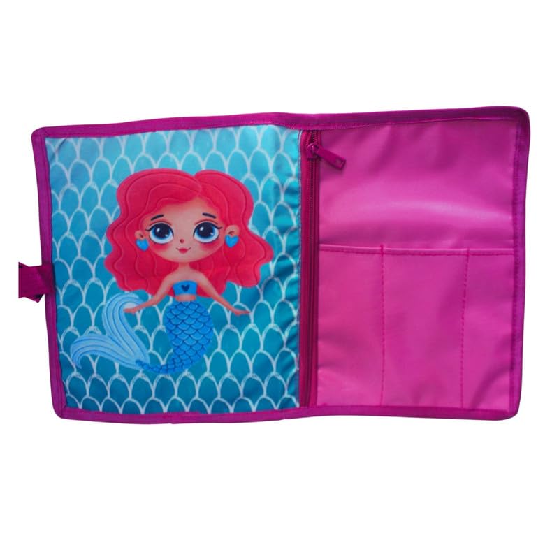 Mermaid  Printed Roll-Up Place mat for Kids – Roll able Nylon Dinner Mat with Cutlery Pockets
