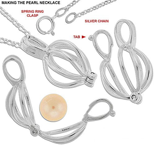 Women Wish Pearl in Oyster Pendant Necklace with Earrings - Valentine Gift (Assorted Colours)