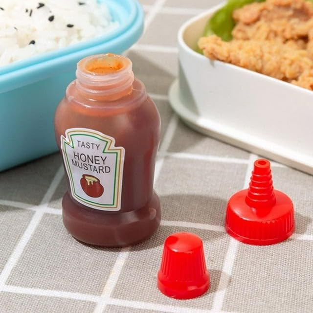 kunya® Ketchup Bottles Refillable Salad Dressing Tomato Sauce Mayo Syrup Squeeze Containers Bottle Lunch box Plastic Portable Squeezable Squirt Condiments Jars (Multicolor) (Mini) 25 ML