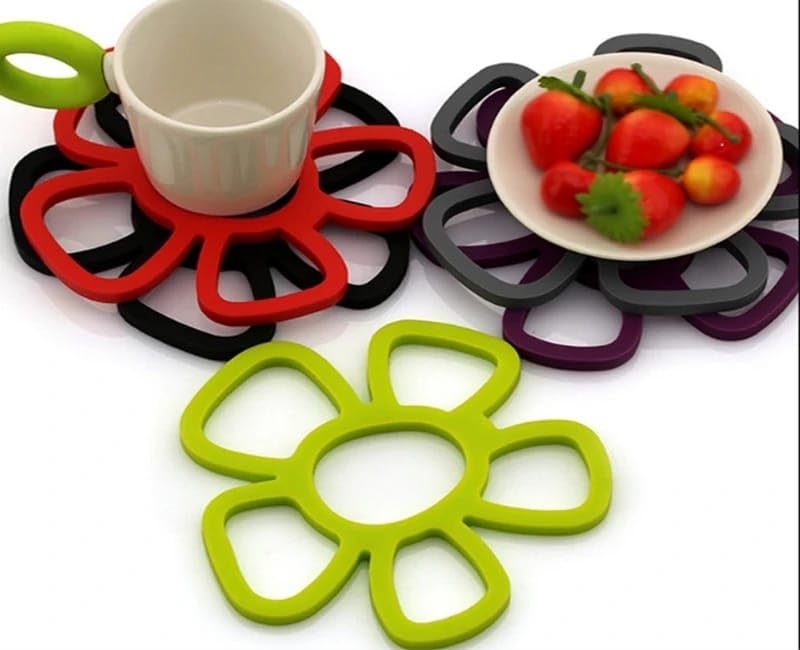 Silicone Hot Pads Heat Resistant Bowl Mats Dish Mats Drink Coasters Non-Slip Pot Holders for Home Kitchen Dining Table Decoration- Pack of 2