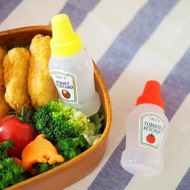 kunya® Ketchup Bottles Refillable Salad Dressing Tomato Sauce Mayo Syrup Squeeze Containers Bottle Lunch box Plastic Portable Squeezable Squirt Condiments Jars (Multicolor) (Mini) 25 ML