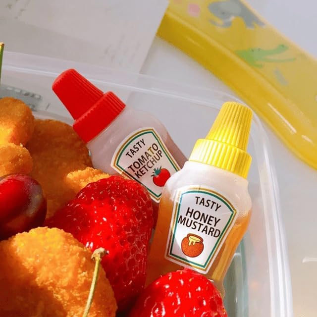 kunya® Ketchup Bottles Refillable Salad Dressing Tomato Sauce Mayo Syrup Squeeze Containers Bottle Lunch box Plastic Portable Squeezable Squirt Condiments Jars (Multicolor) (Mini) 25 ML
