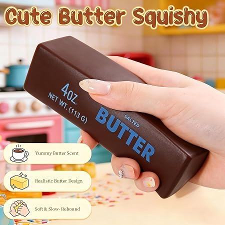 Butter Squishy Toy, 4oz Butter Stress Relief Squishy Toys, for Anxiety Relief Hand Relax, Office Desk Decor Party Favor Gift (Random Colour)