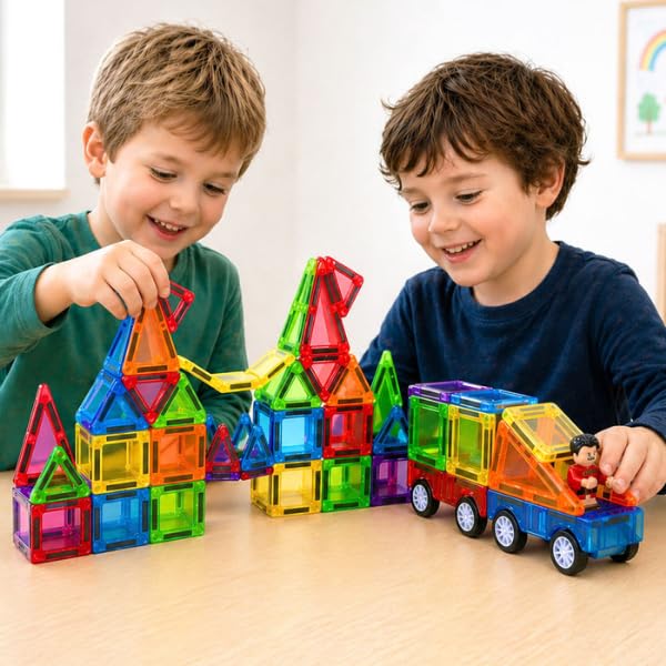 Ji and Ja Magnetic Building Tiles Set 3D Clear Magnet Blocks Toys