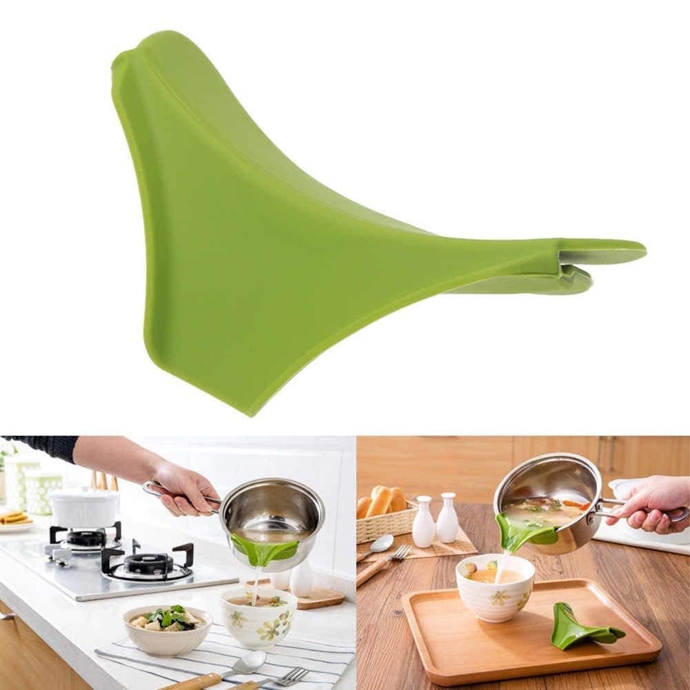 Multi Purpose Silicone Slip On Pour Soup Spout Funnel | Spout Funnel for Pots Pans and Bowls and Jars