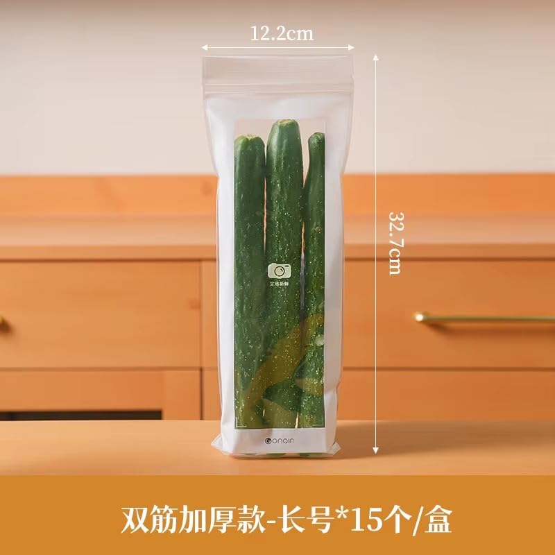 Zip Lock Kong Pouch Zip Lock Bags for Food Storage - Fridge Storage Bags, Zipper Pouch, ZipLock Bag, Ziplock Bag for Fresh Herbs Fruit Spices Veggies For Kitchen Organization (Long, 15, count)