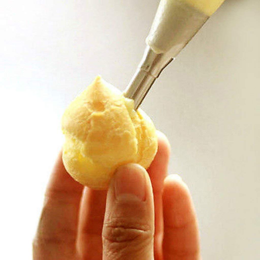 Cream Icing Piping Nozzle Tip Stainless Steel, Chocolate Filling Nozzle for Pasty, Puff, Cream Roll, Dessert, Doughnut, Eclair, Cupcake, Fondant Cake Decorating Long Bakeware Tip Nozzle